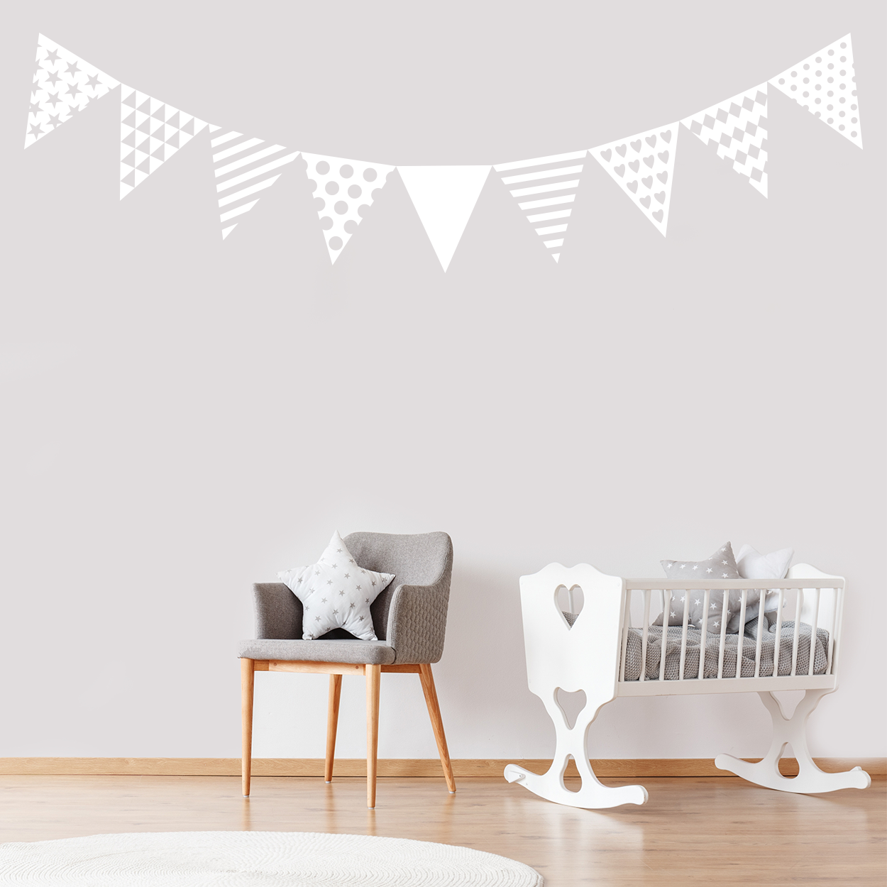 Wallsticker med vimpel guirlande