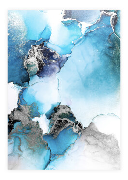 Plakat med abstrakt blå akvarel nr.3