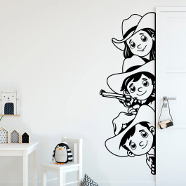 Wallsticker med cowboy børn på udkig