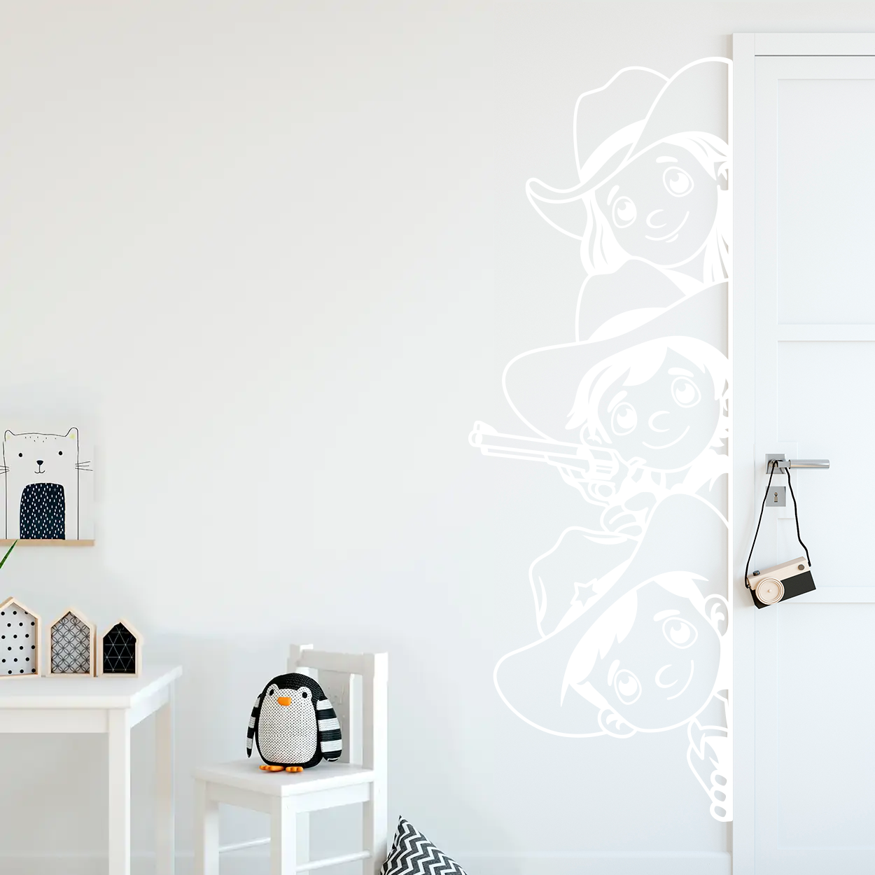 Wallsticker med cowboy børn på udkig