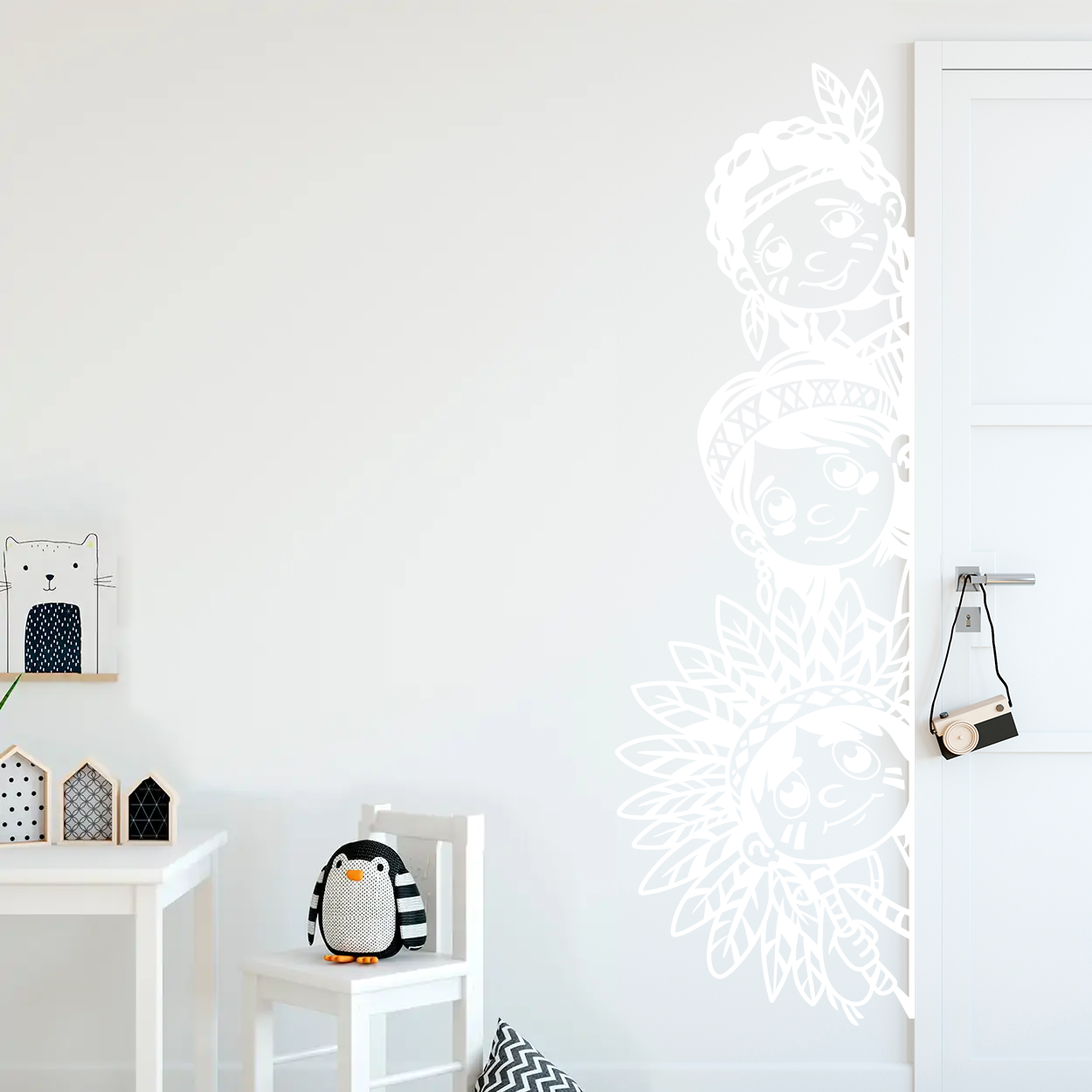 Wallsticker med indianerbørn på udkig