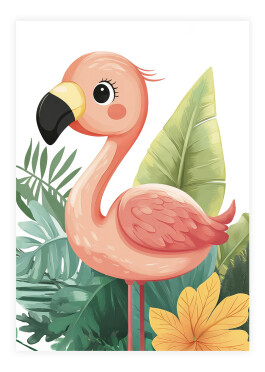 Plakat med en tropisk flamingo